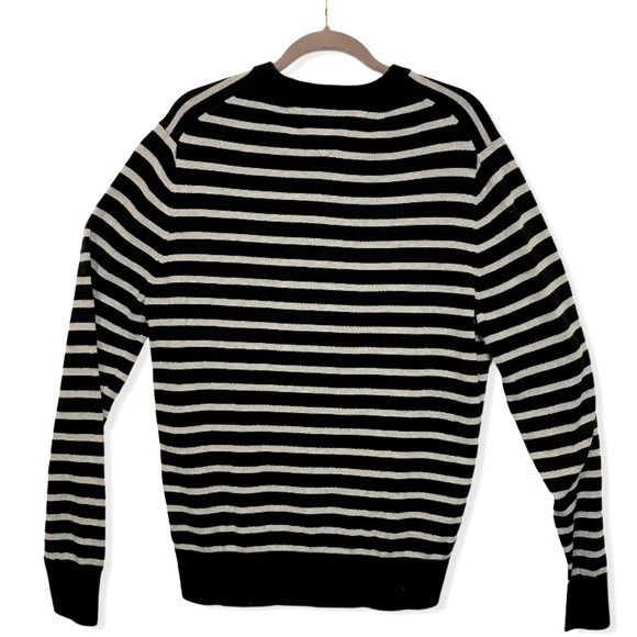 90s Tommy Hilfiger Sweater Striped Preppy V Neck pullover Blue and white size L - Picture 6 of 8